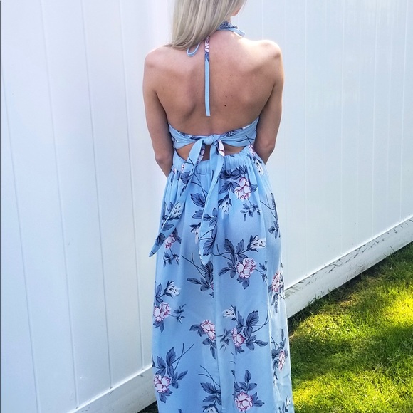 Blue Floral Beachy Maxi Dress - Picture 5 of 5